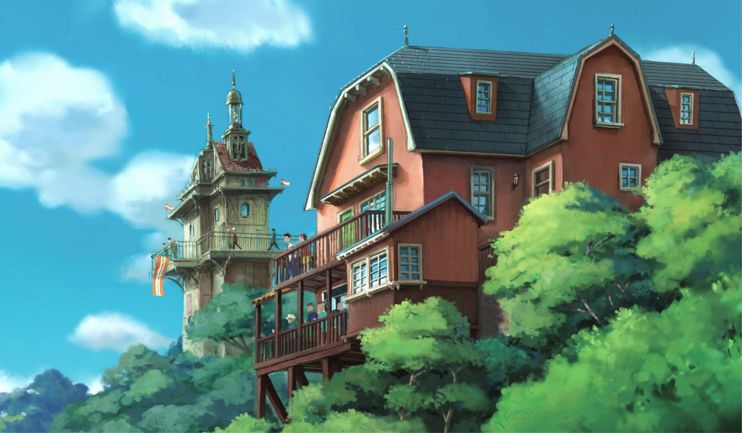 Ghibli миядзаки. Дом аниме Хаяо Миядзаки. Архитектура Хаяо Миядзаки. Домик Хаяо Миядзаки. Тематический парк Хаяо Миядзаки и студии гибли.