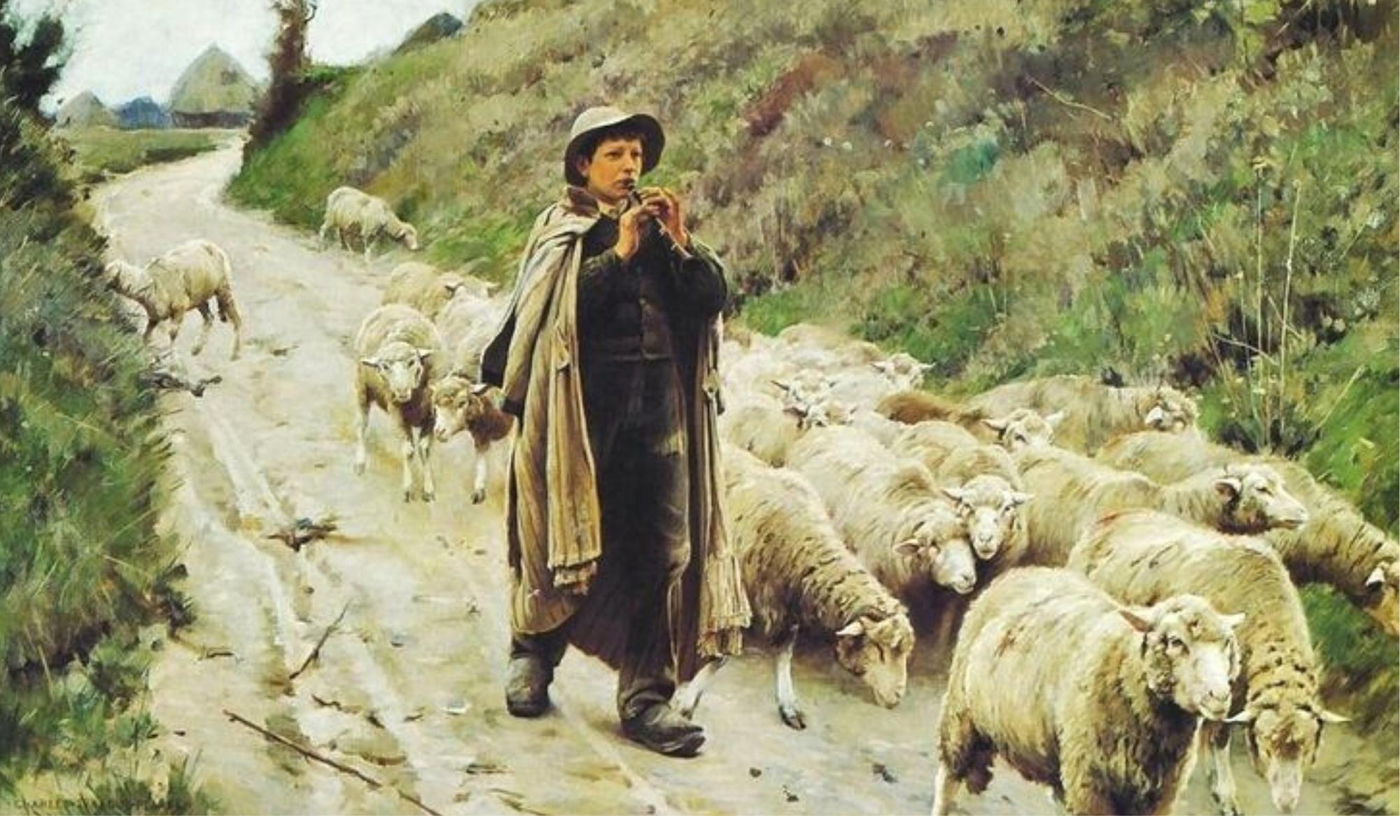 Пастух с собакой вышли из села. Художник Charles Sprague Pearce 1851 1914. Пастух Чабан. Чабан Рабадан картина. Пастух картина.