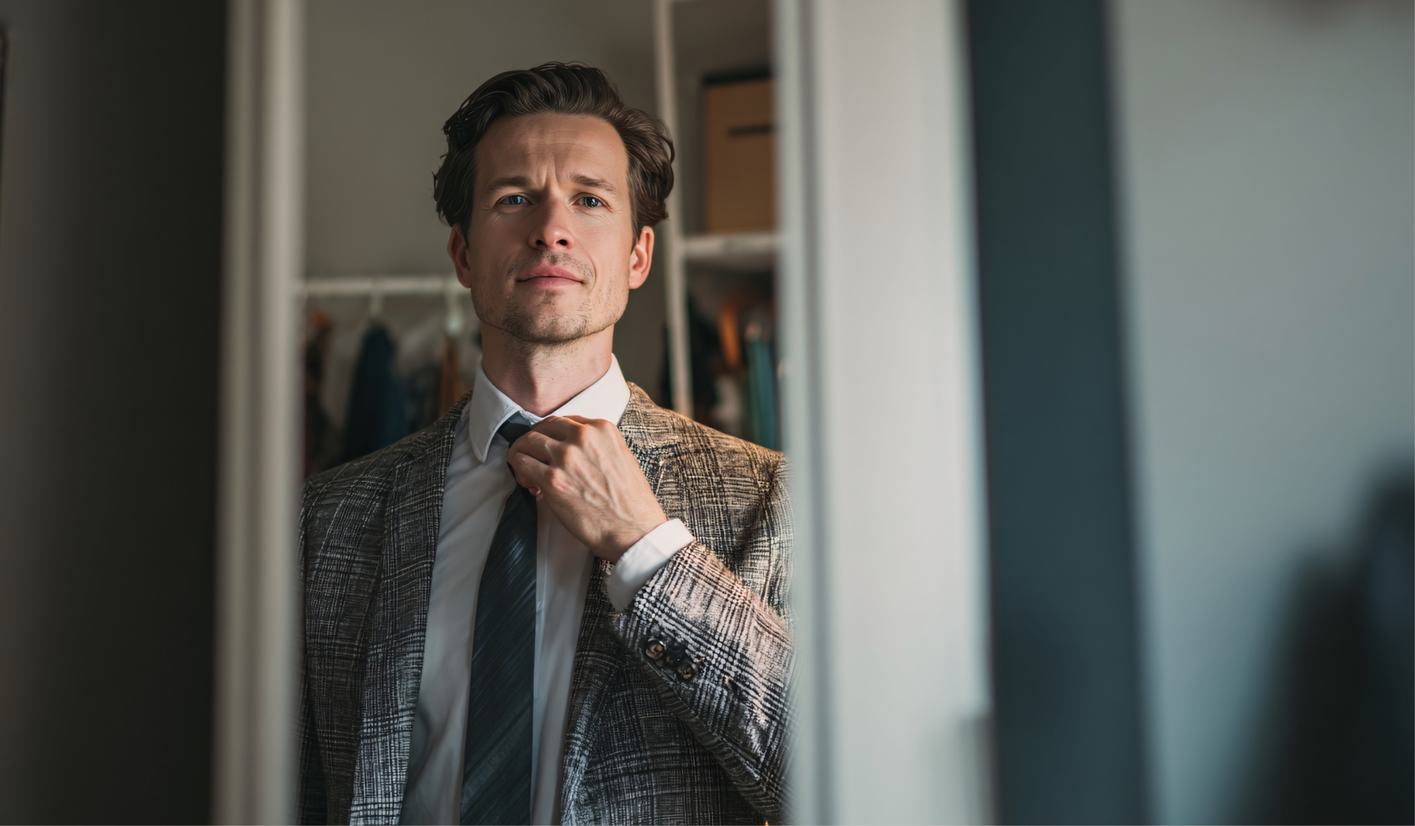 Ilustrasi pria bercermin